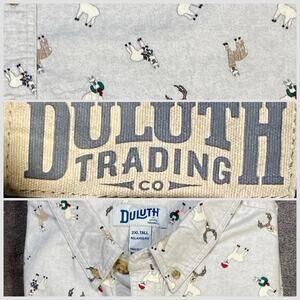 Diluth Trading Company Men XXL Tall Relaxed Fit Christmas Reindeer Flannel Shirt